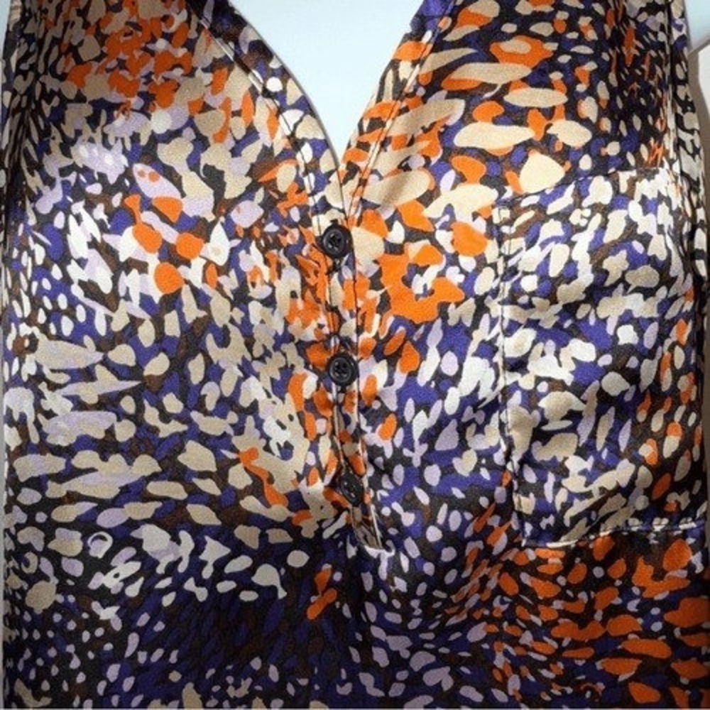 HALE BOB Sleeveless V-Neck Abstract Pebble Print Button Front Blouse NWOT Small - Picture 4 of 6